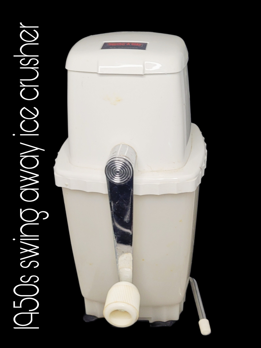 Vintage 1950s Swing Away White Manual Ice Crusher Excellent Condition Barware